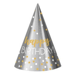 Happy Birthday Party Hats 12 pcs – Silver Paper Party Hats
