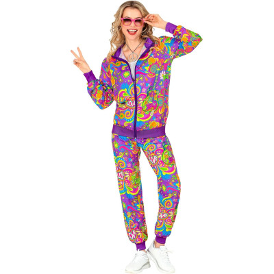 Vibrant Flower Power: Retro Hippie Tracksuit for Adults