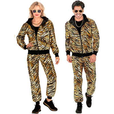 Stylish Tiger Print Gold Tracksuit for Adults - Ideal for Carnival Celebrations
