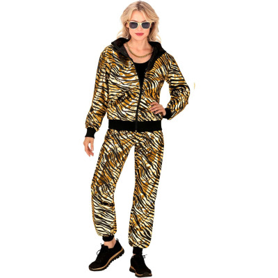 Stylish Tiger Print Gold Tracksuit for Adults - Ideal for Carnival Celebrations