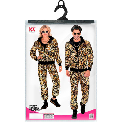 Stylish Tiger Print Gold Tracksuit for Adults - Ideal for Carnival Celebrations