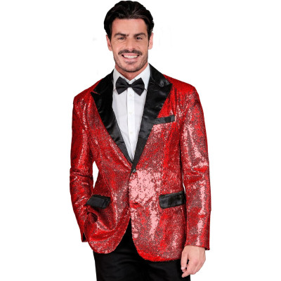 Turn Heads with Our Dazzling Men's Red Sequin Jacket!