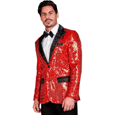 Turn Heads with Our Dazzling Men's Red Sequin Jacket!