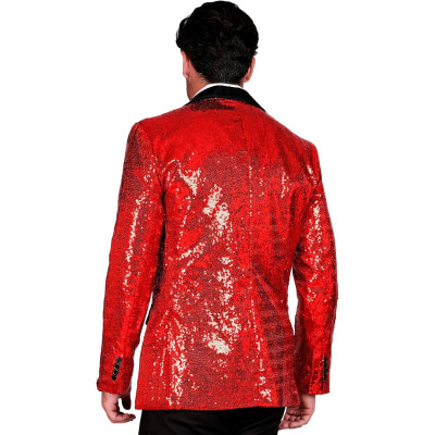 Turn Heads with Our Dazzling Men's Red Sequin Jacket!