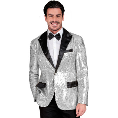Shine Bright: Dazzling Men's Silver Sequin Jacket