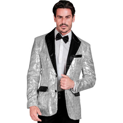 Spīd Spilgti: Apburošs Vīriešu Sudraba Fliteru Žakete