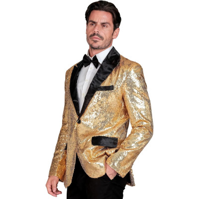 Shine Bright: Dazzling Men's Golden Sequin Jacket
