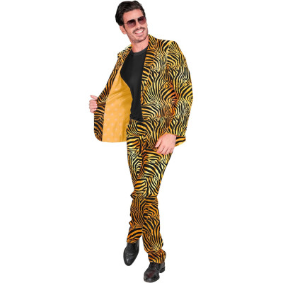 Unleash Your Wild Side: Dazzling Golden Zebra Party Suit for Men