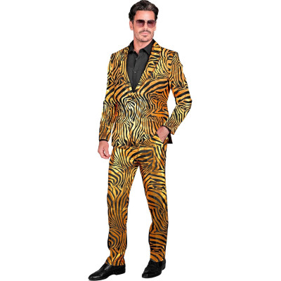 Unleash Your Wild Side: Dazzling Golden Zebra Party Suit for Men