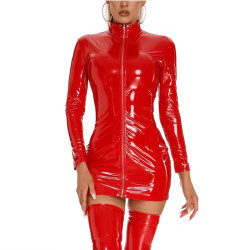 Wet Look Red Dress for Women