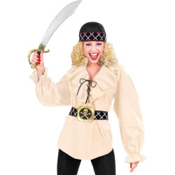 Stylish Beige Pirate Shirt for Women: Unleash Your Inner Swashbuckler!