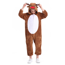 Kids Reindeer Costume – Christmas Hooded Jumpsuit