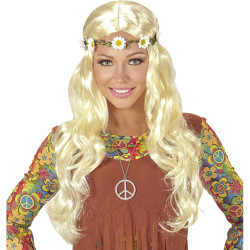 Enchanting Blonde Hippie Wig with Daisy Headband – Perfect for Medieval Vibes!