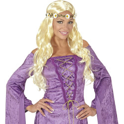 Enchanting Blonde Hippie Wig with Daisy Headband – Perfect for Medieval Vibes!