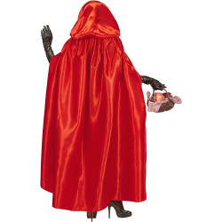 Enchanting 145 cm Red Satin Hooded Cape – Perfect for a Dramatic Entrance!