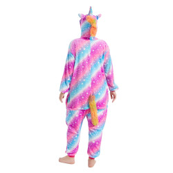 Magical Striped Unicorn Plush Costumes for Kids and Adults - Surrounded by Charm!