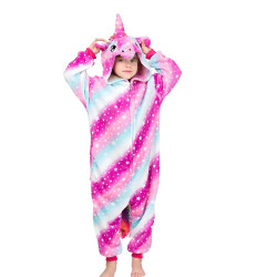Magical Striped Unicorn Plush Costumes for Kids and Adults - Surrounded by Charm!