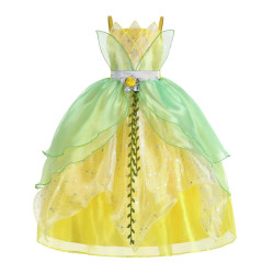 Enchanting Yellow-Green Princess Dress for Little Royals