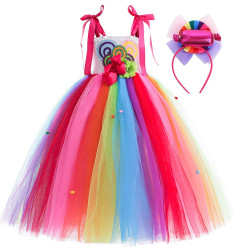 Enchanting Rainbow Colors Royal Dress Design for Girls