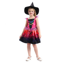 Witch Costume for Girls with Hat – Halloween Outfit