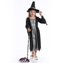 Black Spider Witch Costume for Girls – Halloween Dress with Hat