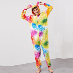 Colorful Unicorn Costume for Kids and Adults – Hooded Jumpsuit
