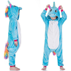 Blue Unicorn Costume for Kids and Adults – Hooded Jumpsuit