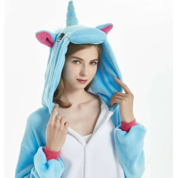 Blue Unicorn Costume for Kids and Adults – Hooded Jumpsuit