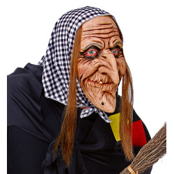 Witch mask with hair and scarf