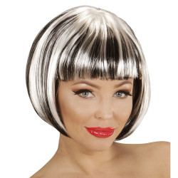 Black and White Wig with Streaks