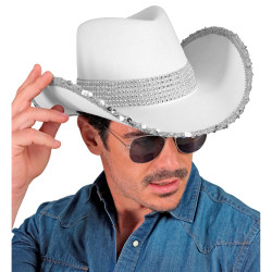 White Cowboy Hat with Glitter