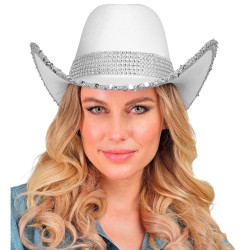 White Cowboy Hat with Glitter