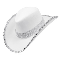 White Cowboy Hat with Glitter