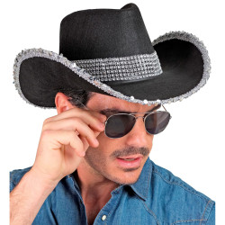 Black Cowboy Hat with Sequins