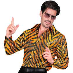 Vīriešu vakarēļu tigriniai spīdīgie krekli