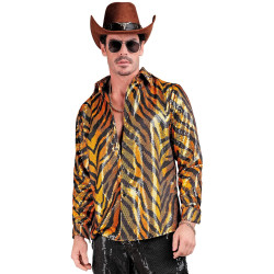Men's Sparkling Tiger Print Party Shirts