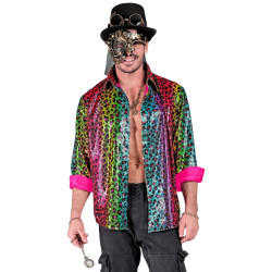 Men's Glittery Leopard Print Party Shirts