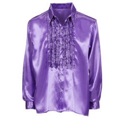 70s Disco Purple Satin Shirt for Men