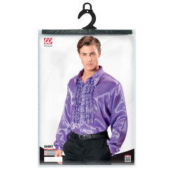70s Disco Purple Satin Shirt for Men