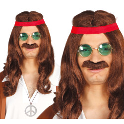 Hippie Wig with Mustache