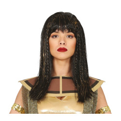 Black Wig with Golden Highlights