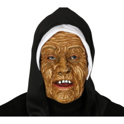 Vinyl Scary Nun Mask with Hood