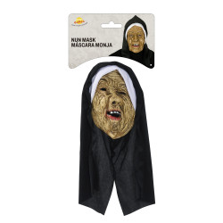 Vinyl Scary Nun Mask with Hood