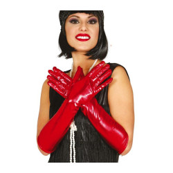 Red Metallic Gloves, 44 cm