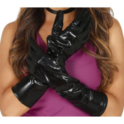 Black Metallic Gloves, 40 cm