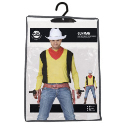 Set man gunfighter shirt with vest and ribbon