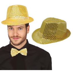 Golden Glitter Gangster Hat