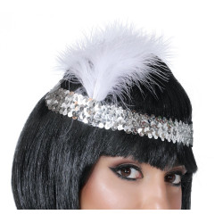 Silver Charleston Tiara with Feather