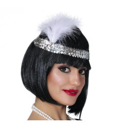 Sudraba Čārlstonas tiara ar spalvu