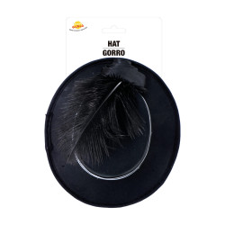 Black Mini Hat with Feathers